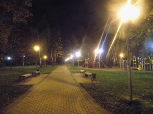 Восстановленное освещение в парке