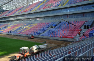 Строительные работы на стадионе ЦСКА в Москве